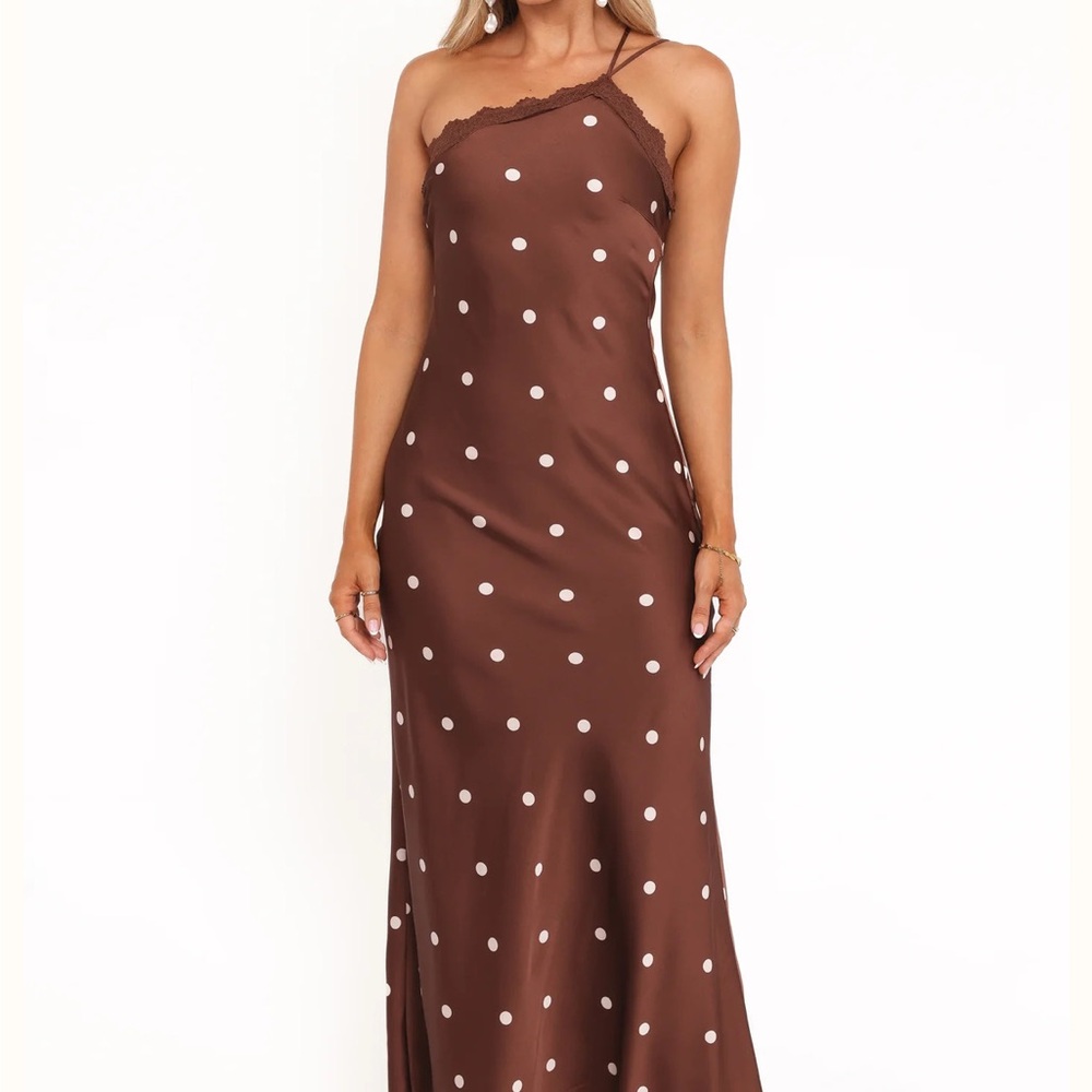 Petal & Pup Brown Satin Maxi Dress